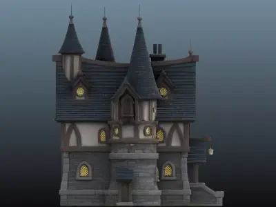  Mediaval fantasy house EM-18 Low-poly 3D model