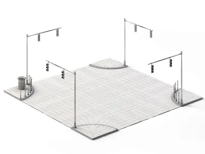X Crossing Set 14m x 14m Low-poly 3D model