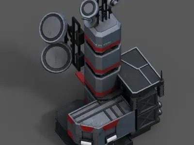 Scifi tower station building exterior skyscraper futuristic  Low-poly 3D model