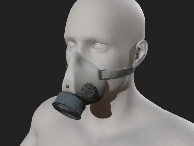 Gas mask helmet 3d model military combat fantasy cyborg space  Low-poly 3D model