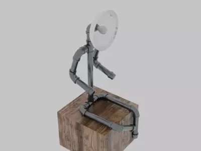 Seated Man Pipe Fitting Lamp Low-poly 3D model
