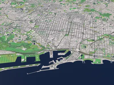 Barcelona Spain 25x25km 3D City Map 3D model