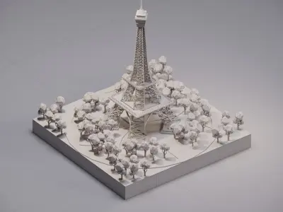 Eifel Tower Low-poly 3D model