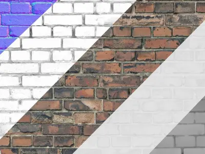 Old red bricks tile 4k PBR Texture
