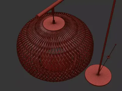 Rattan Bamboo Floor Lamp   Modern Wicker Standing Lamp 3D model