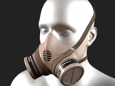 Gas mask respirator military combat soldier armor  Low-poly 3D model