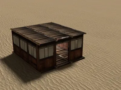 Modular Wooden Desert Houses Interior Exterior 4k Shanty Shack  Low-poly 3D model
