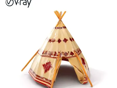Traditional Teepee Model Pack with Native Patterns Low-poly 3D model