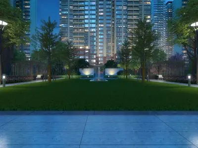 Architectural Animation Night Scene 3D model