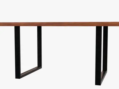 Table with wooden top and metal legs Free 3D model
