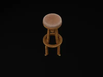Wooden Stool  Low-poly 3D model