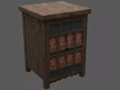 Wooden furniture two doors Low-poly 3D model