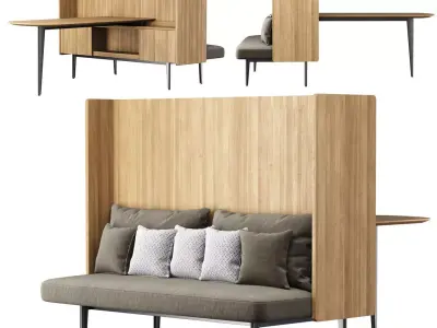 Versus high back loveseat with table  3D model