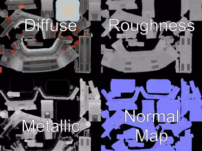 Futuristic Space Door with LED model pack Low-poly 3D model