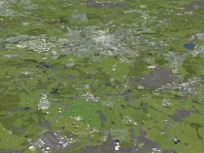 Manchester 50x50km 3D City Map 3D model