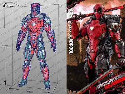 Armorized Deadpool Cosplay Pepakura Foam Full Low-poly 3D model