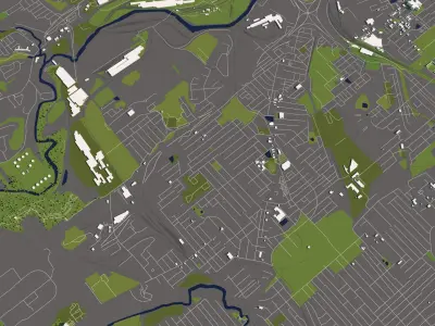 Cleveland 50x50km City Map 3D model