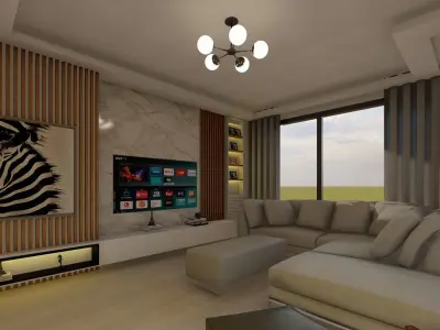 Modern Living Room Interior - 3D Model for Sale 3D model