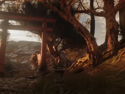 Samurai Path Torii Gate Model Scene 3D model