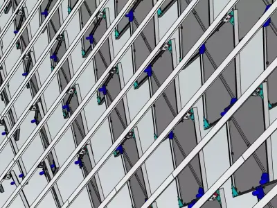 Parametric architectural mesh wall grid 3D model