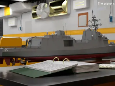  Naval Warship Desk Model With Radar Tower Simplified 