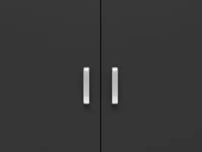 wooden cabinet and black door 3D model