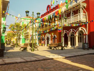 SOUTH AMERICAN BUILDING 002 Low-poly 3D model