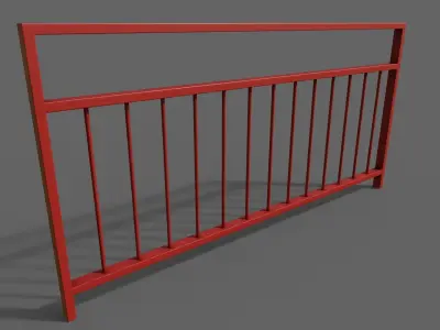 PBR Pedestrian Guard Rail Red V3 Low-poly 3D model