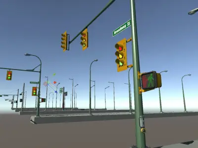 Low Poly Traffic Lights  Low-poly 3D model