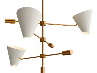 CORNET three light chandelier in brass 3D model