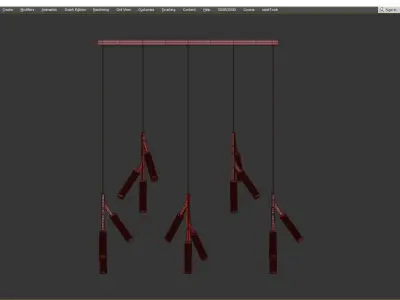 Cylinder Branches Chandelier Gold 15 Low-poly 3D model