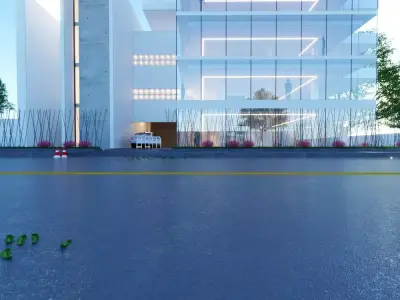 3D Model Bank Building at City Intersection Low-poly 3D model