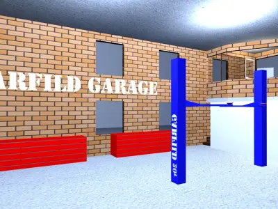 Garage brick building Low-poly 3D model purchase