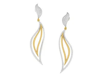 Light Weight Gold Diamond Earring  -earr4 3D print model