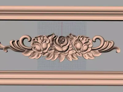 Furniture decorative flower 3D STL model for CNC carving E048 3D model