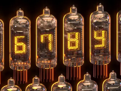 A Nixie tube or cold cathode display 3D model