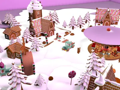 Gingerbread Village V2  two-storey house  3D model
