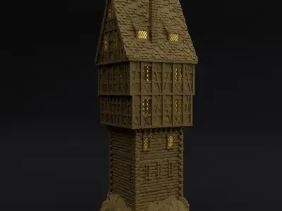 Tower House Tabletop Terrain 28 MM 3D print model