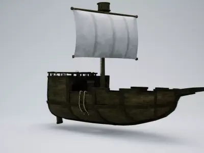 Pirate Sloop Low-poly 3D model