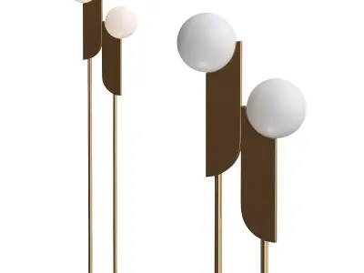 Minimalist 2-Light White Glass Floor Lamp 3D model