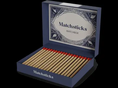 Lighting fluids and matches Matchsticks Low-poly 3D model