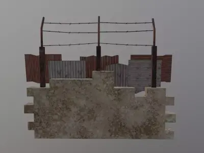 Apocalyptic Fence Wall - Vol 01 Low-poly 3D model