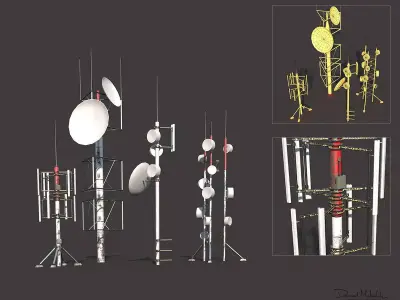 Roof Antena Low Poly PBR Low-poly 3D model