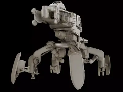 Futuristic 4 Legs Combat Mech Robot 3D model
