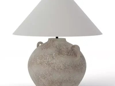Coralyn Ceramic Table Lamp - Rustic Talavera Earth Tone Lighting Low-poly 3D model