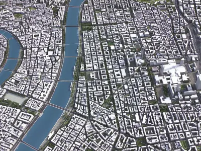 Lyon - city Low-poly 3D model