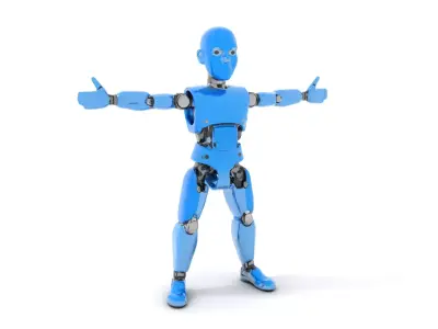 Blue Futuristic Robot model pack Low-poly 3D model