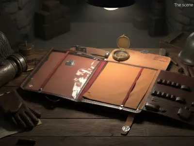  Retro Military Officer Tablet Case Opened Brown 