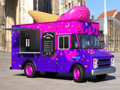 Step Van Ice Cream Low-poly 3D model