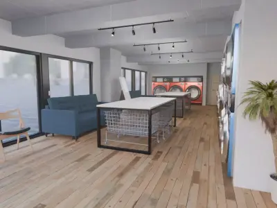 Coin-operated laundromat 3D model